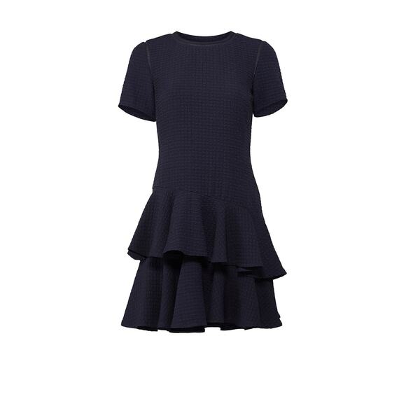 Rebecca Taylor Navy Textured Ruffle Tiered Dress • Size 8 - Picture 1 of 10